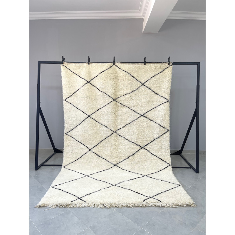 Berber Rug Style Beni Ourain - Shag Pile - Natural Wool
