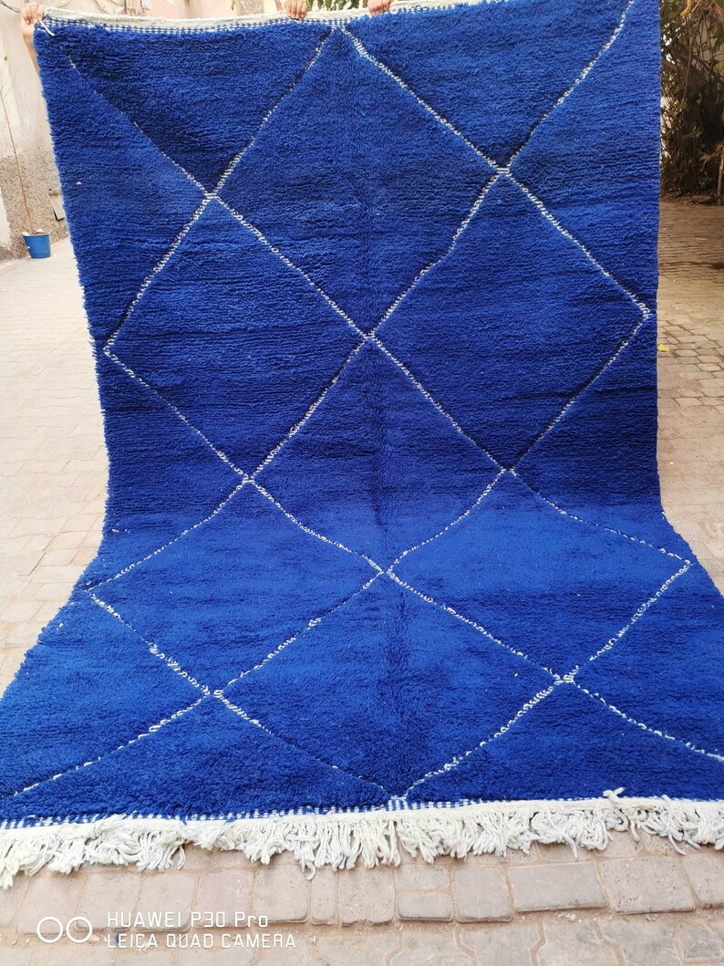 Blue Moroccan Rug Handwoven 100% Wool