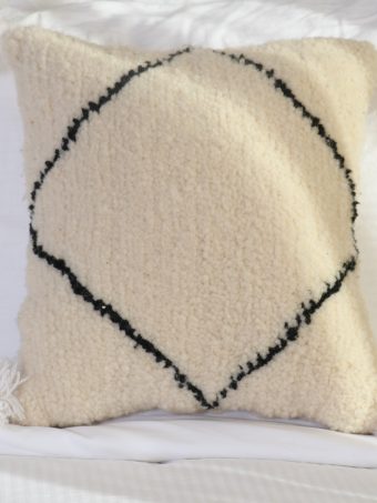 Moroccan Vintage white and Black Beni Ourain Decorative Pillow