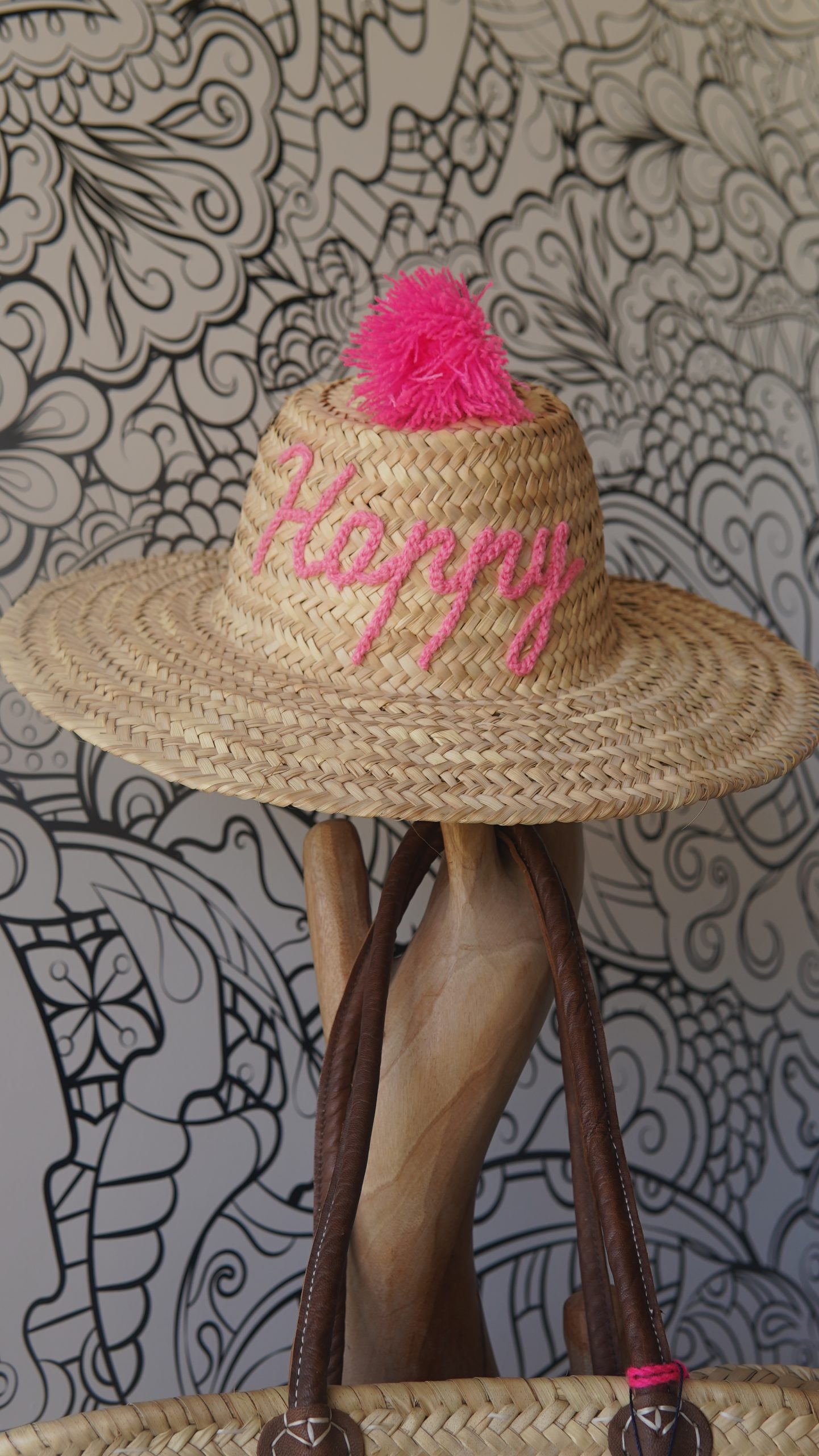 Handmade Moroccan Natural Straw Hat - Image 2