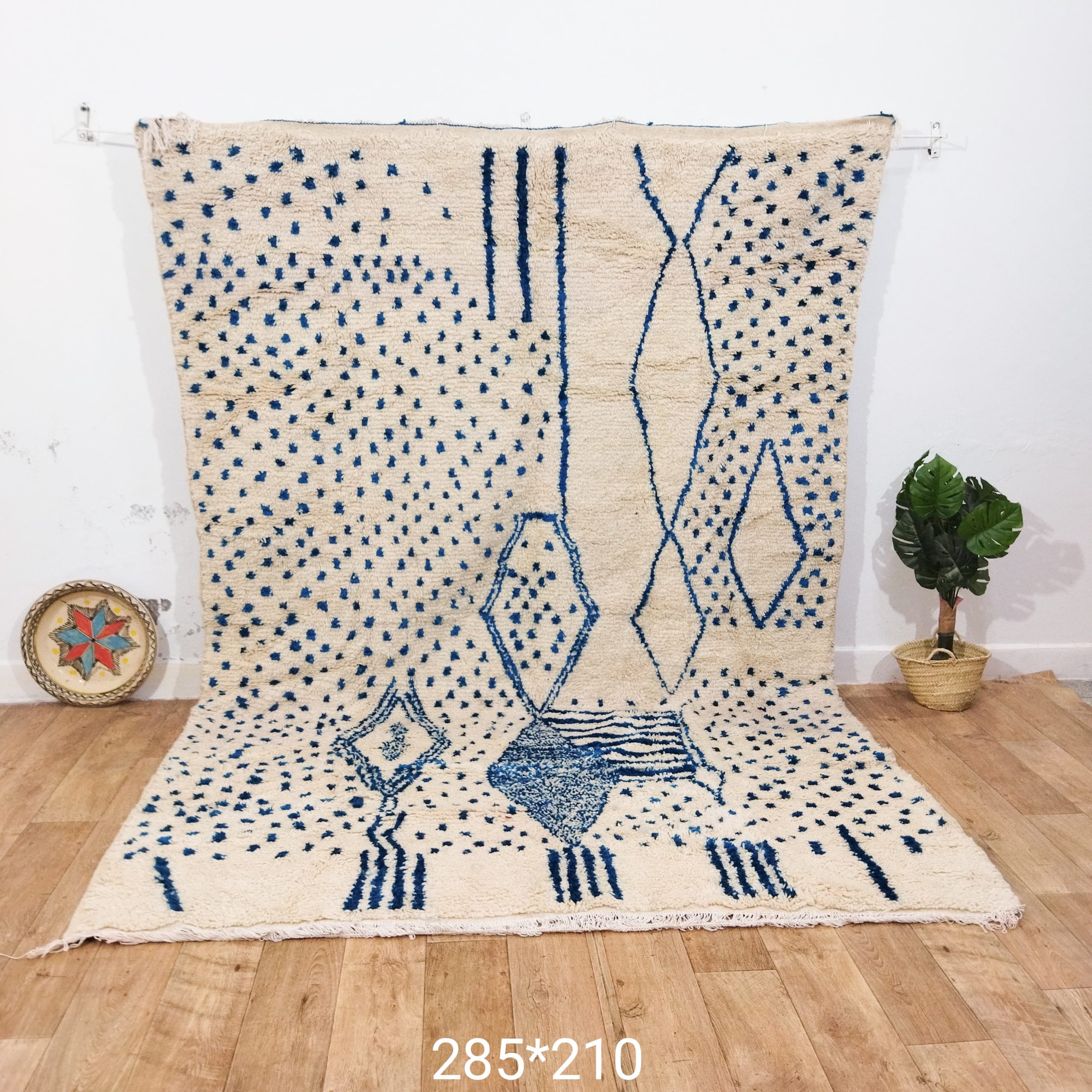 Azilal blue rug 210x 285 cm